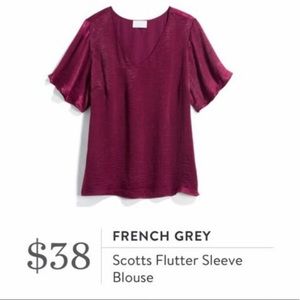 French Grey Flutter Sleeve Top- Stitch Fix